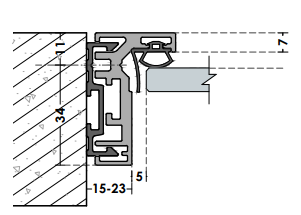 Plan du profilé de la porte en verre battante ANAFI A2